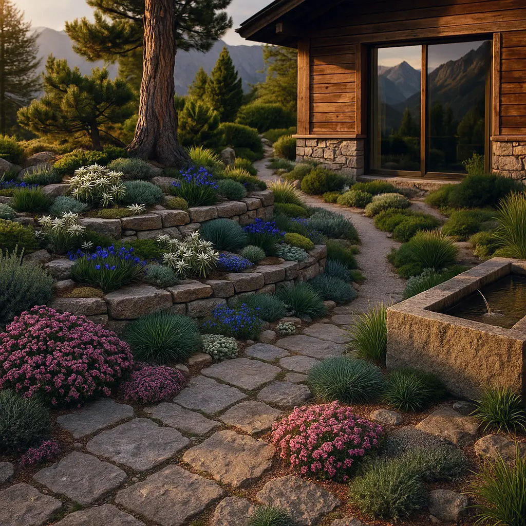 ai-garden-design-style-Swiss Alpine